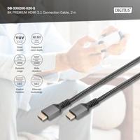 Digitus DB-330200-020-S HDMI-kabel HDMI Aansluitkabel HDMI-A-stekker 2 m Zwart 8K UHD, Aluminium-stekker, Audio Return Channel (ARC), Afgeschermd (dubbel), - thumbnail