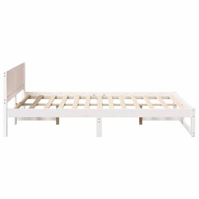 Bedframe met hoofdeinde Wit 120 x 200 cm Massief grenenhout