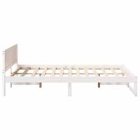Bedframe met hoofdeinde Wit 120 x 200 cm Massief grenenhout - thumbnail