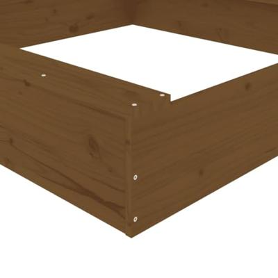 Zandbak met bankjes vierkant massief grenenhout honingbruin - thumbnail
