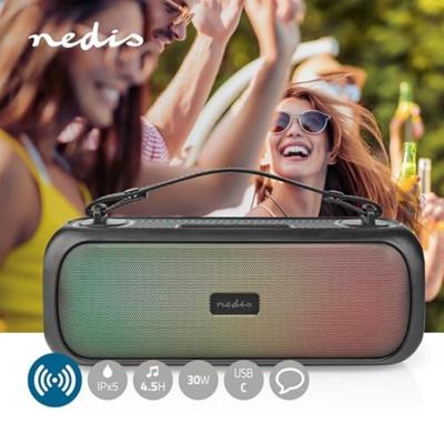Bluetooth® Party Boombox | 4.5 uur | 2.0 | 45 W | Media afspeelmogelijkheden: AUX / USB | IPX5 | Koppelbaar | Handgreep | Feestverlichting | Zwart Bluetooth® Party Boombox | 4.5 uur | 2.0 | 45 W | Media afspeelmogelijkheden: AUX / USB | IPX5 | Koppelbaar | Handgreep | Feestverlichting | Zwart