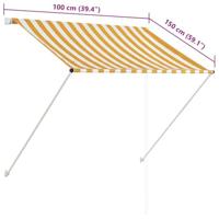 Luifel uittrekbaar 100x150 cm geel en wit - thumbnail