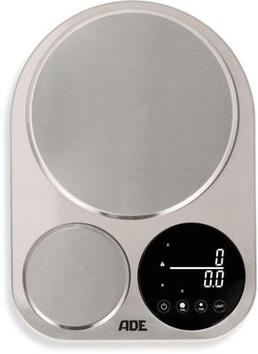 Digitale keukenweegschaal voor twee - ADE - ISABELLA - Roestvrij staal/Kunststof - 23x16,5 cm - Inclusief 3 AAA-batterijen Digitale keukenweegschaal voor twee - ADE - ISABELLA - Roestvrij staal/Kunststof - 23x16,5 cm - Inclusief 3 AAA-batterijen
