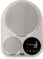 Digitale keukenweegschaal voor twee - ADE - ISABELLA - Roestvrij staal/Kunststof - 23x16,5 cm - Inclusief 3 AAA-batterijen - thumbnail
