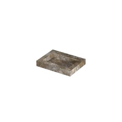 INK Pitch Wastafel keramische slab bak met drain en front en side skirts zonder kraangat 60x45x9 Earth glossy
