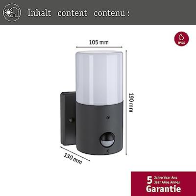 Paulmann Outd 230V Wandl Tubs PIR grau 94648 Buitenlamp met bewegingsmelder (wand) E27