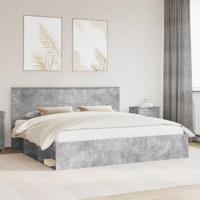 Bedframe met hoofdeinde Beton 200 x 200 cm Massief grenenhout - thumbnail