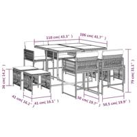 9-delige Tuinset met kussens poly rattan beige - thumbnail