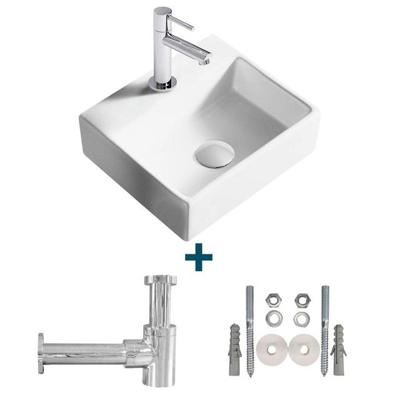 Nemo Spring Sun fonteinset 33.5x29.5cm zonder overloop inclusief 14cm koudwaterkraan en sifon porselein wit sw10088/sw10735/sw21230/sw286386/sw290278/