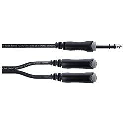 Cordial 14882 Jackplug Audio Y-adapter [1x Jackplug male 6,3 mm (stereo) - 2x Jackplug female 6,3 mm (stereo)] 0.30 m Zwart PVC-mantel, Tweelingkabel