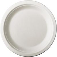 Bord pure, rond, wit, diameter 18 cm, uit suikerriet, pak van 50 stuks - thumbnail