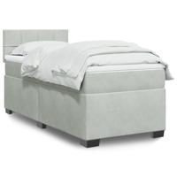 Boxspring met matras fluweel lichtgrijs 90x190 cm - thumbnail