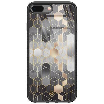 iPhone 8 Plus/7 Plus glazen hardcase - Grey cubes