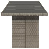 Tuintafel met glazen blad 240x90x75 cm poly rattan grijs - thumbnail
