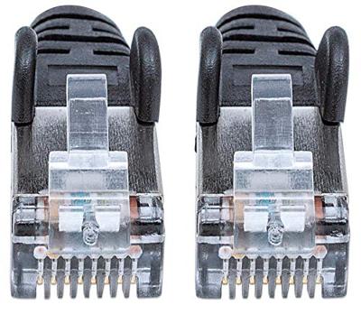 Intellinet 739795 RJ45 Netwerkkabel, patchkabel CAT 6 S/FTP 0.25 m Zwart Folie afscherming, Afscherming gevlochten, Halogeenvrij 1 stuk(s)