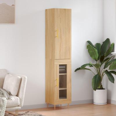 Hoge kast 34,5x34x180 cm bewerkt hout sonoma eikenkleurig