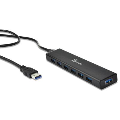 j5create 7-poorts USB 3.0 Data Hub met 1m verlengkabel [20W voeding meegeleverd] voor Mac, MacBook, Windows, Laptop, Surface, XPS, PC (JUH377)