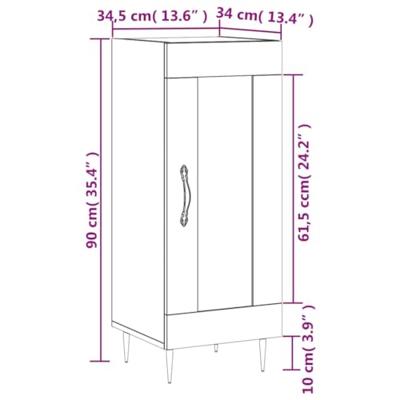 Dressoir 34,5x34x90 cm bewerkt hout wit