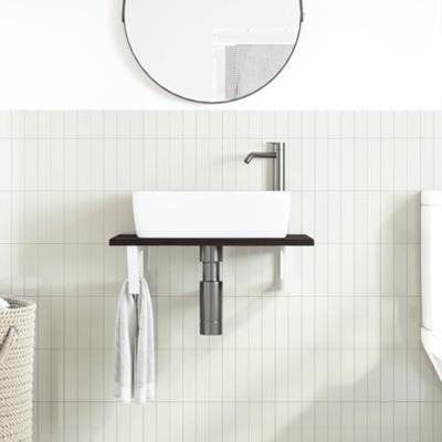 Badkamer wandschap staal en massief eikenhout