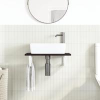 Badkamer wandschap staal en massief eikenhout - thumbnail