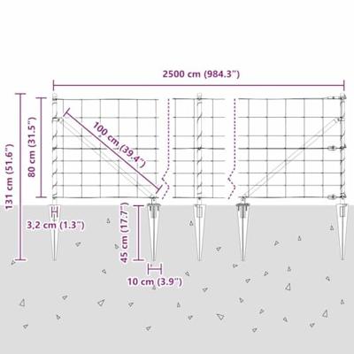 Weidehekwerk Zilver 25 x 0.8 m Gegalvaniseerd staal