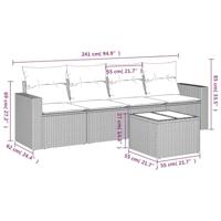 5-delige Loungeset met kussens poly rattan bruin - thumbnail