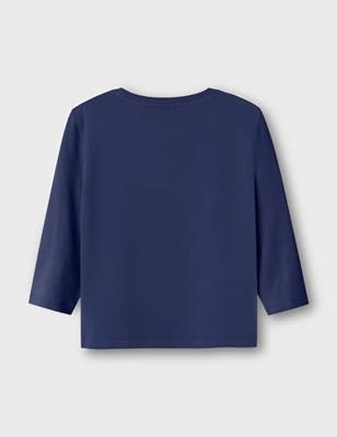 T-shirt met lange mouwen NMMLINCOM NAME IT, boxy pasvorm blauw