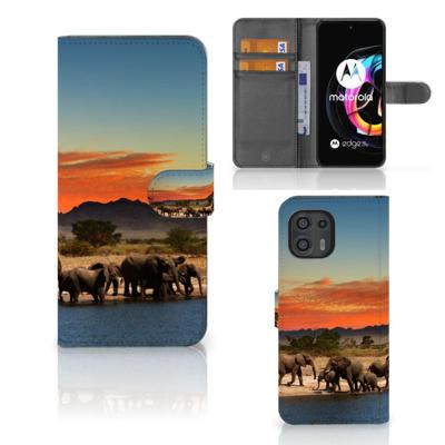 Motorola Edge 20 Lite | Telefoonhoesje | Met pasjeshouder | Olifanten