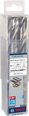 Bosch Accessories 2608585593 HSS Metaal-spiraalboor 14 mm Gezamenlijke lengte 160 mm Geslepen DIN 338 Cilinderschacht 4 stuk(s)