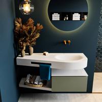 MONDIAZ RIVA 120cm badmeubel onderkast / planchet kleur Army met 1 lade. Wastafel DULCET rechts 0 kraangaten kleur Talc. - thumbnail