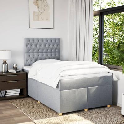 Boxspring met matras stof lichtgrijs 120x200 cm - thumbnail