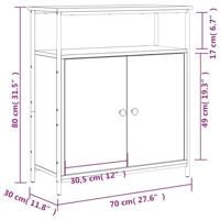 Dressoir 70x30x80 cm bewerkt hout gerookt eikenkleurig - thumbnail