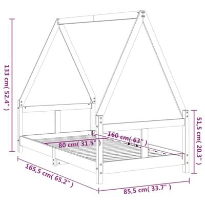 Kinderbedframe 80x160 cm massief grenenhout