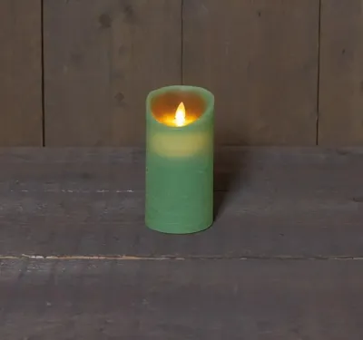 Kaars Jade Groen Wax Rustiek Bewegende Vlam 7,5X15Cm 3Xaaa/Timer Anna's Collection - Annas collection