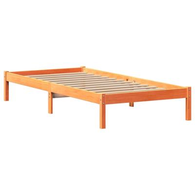 Bed met boekenkast zonder matras grenenhout wasbruin 120x190 cm