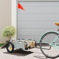 VidaXL Fietstrailer oxford stof en ijzer grijs - thumbnail