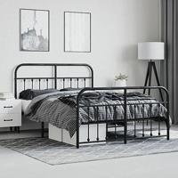 Bedframe met hoofd- en voeteneinde metaal zwart 140x200 cm - thumbnail