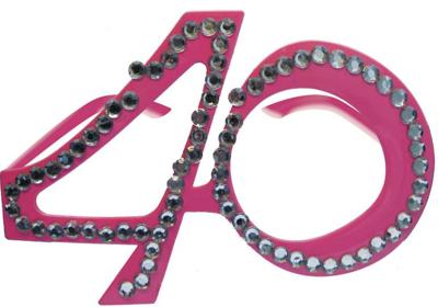 Funbril 40 met steentjes roze