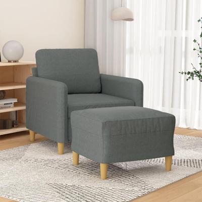 Fauteuil met voetenbank 60 cm stof donkergrijs