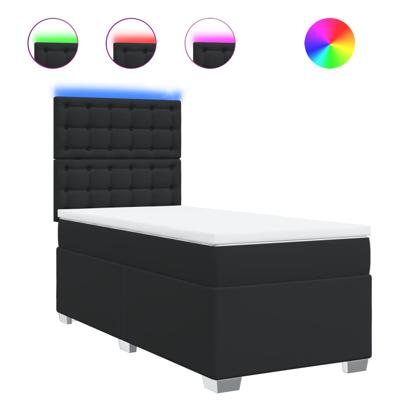 Boxspring met matras kunstleer zwart 100x200 cm - thumbnail