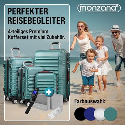 Reiskoffers Groen 4-delig ABS met gratis accessoires Reiskoffers Groen 4-delig ABS met gratis accessoires