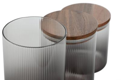 Set van 3 Potjes Home ESPRIT Grijs Natuurlijk Acacia Borosilicaatglas 900 ml 1,5 L 1,2 L 3 Onderdelen Set van 3 Potjes Home ESPRIT Grijs Natuurlijk Acacia Borosilicaatglas 900 ml 1,5 L 1,2 L 3 Onderdelen