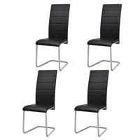 Eetkamerstoelen 4 st kunstleer zwart - thumbnail
