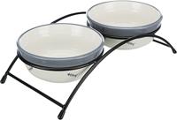 TRIXIE VOERBAK / WATERBAK KERAMIEK / METAAL ROOD / ZWART / CRÈME 2X300 ML 12 CM - thumbnail