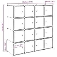 VidaXL Opbergmeubel met 16 vakken en ophangstangen polypropeen - thumbnail