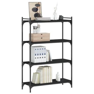 Boekenkast 4-laags 80x30x120 cm bewerkt hout zwart