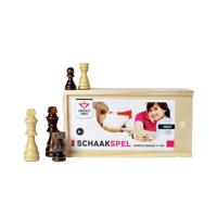 Essenhouten Schaakstukken in Kistje - thumbnail