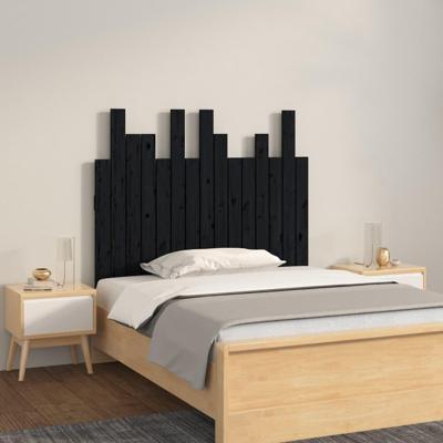 Hoofdbord wandmontage 95,5x3x80 cm massief grenenhout zwart