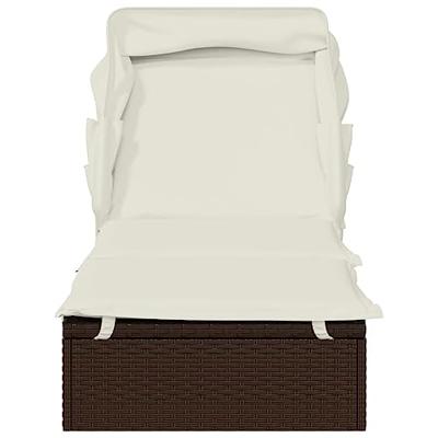 Ligbed met inklapbaar dak 213x63x97 cm poly rattan bruin - thumbnail