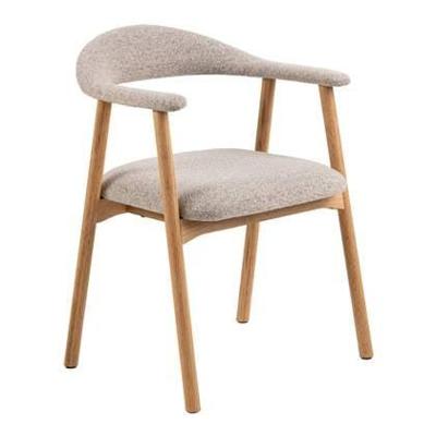 Bendt Eetkamerstoel 'Gerado' Eikenhout en bouclé, kleur Beige Bendt Eetkamerstoel 'Gerado' Eikenhout en bouclé, kleur Beige